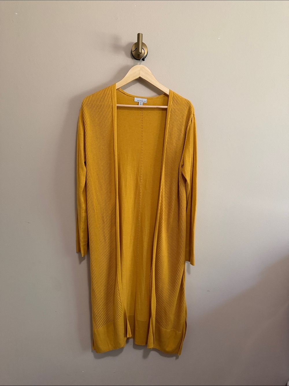Allison Joy Mustard Open-Front Knit Cardigan